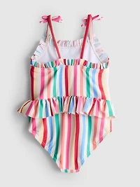 1.5-8yrs | Stripe Fish Appliqué Ruffle Swimsuit