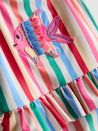 1.5-8yrs | Stripe Fish Appliqué Ruffle Swimsuit