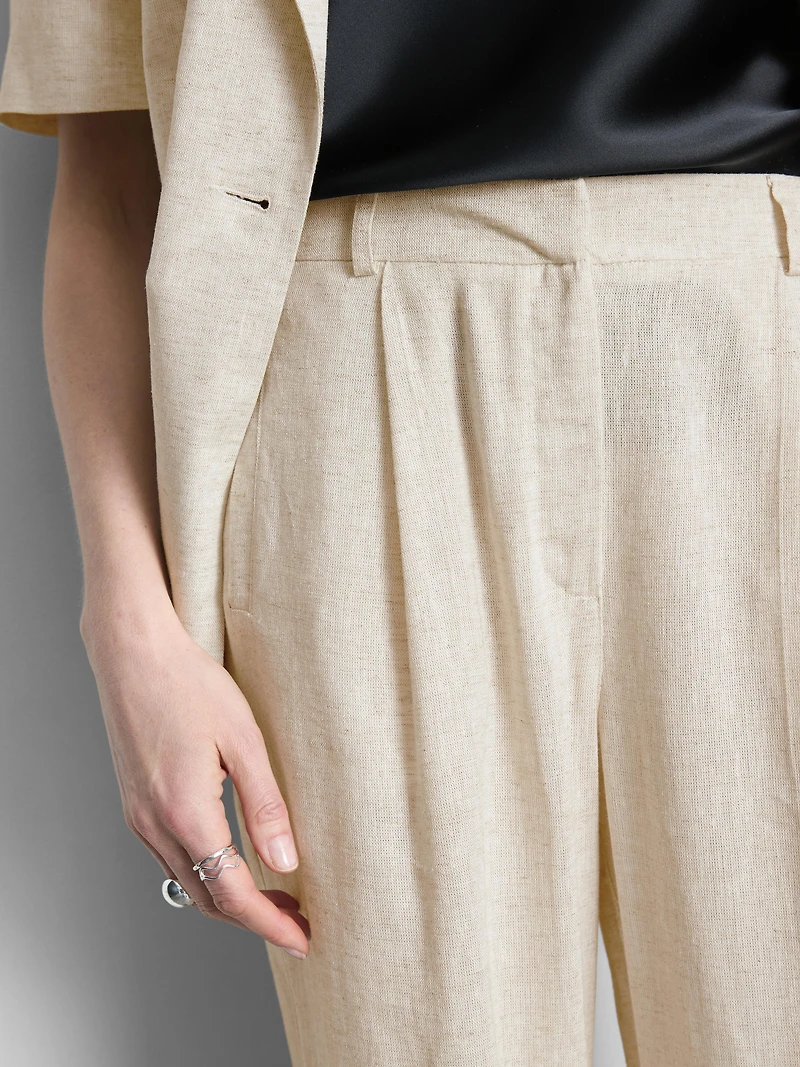 Linen-Blend Wide-Leg Pants
