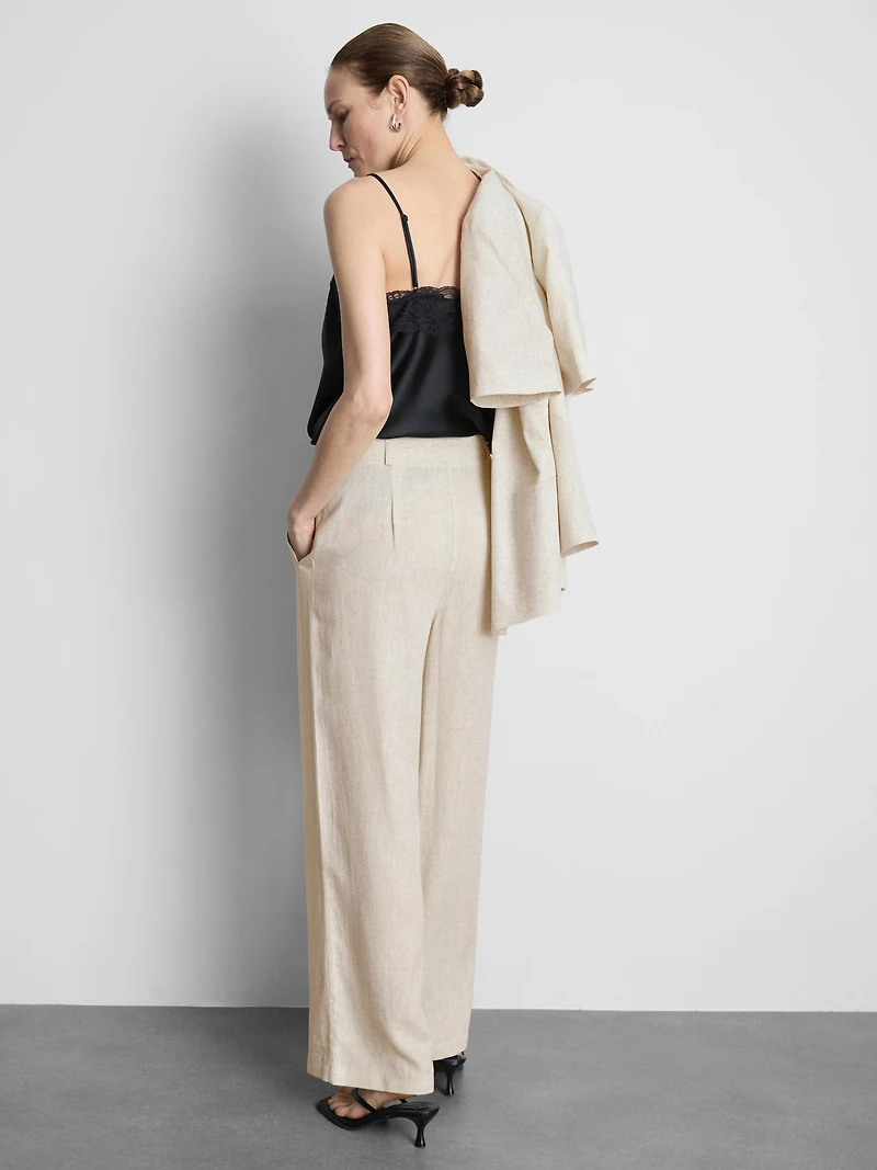 Linen-Blend Wide-Leg Pants