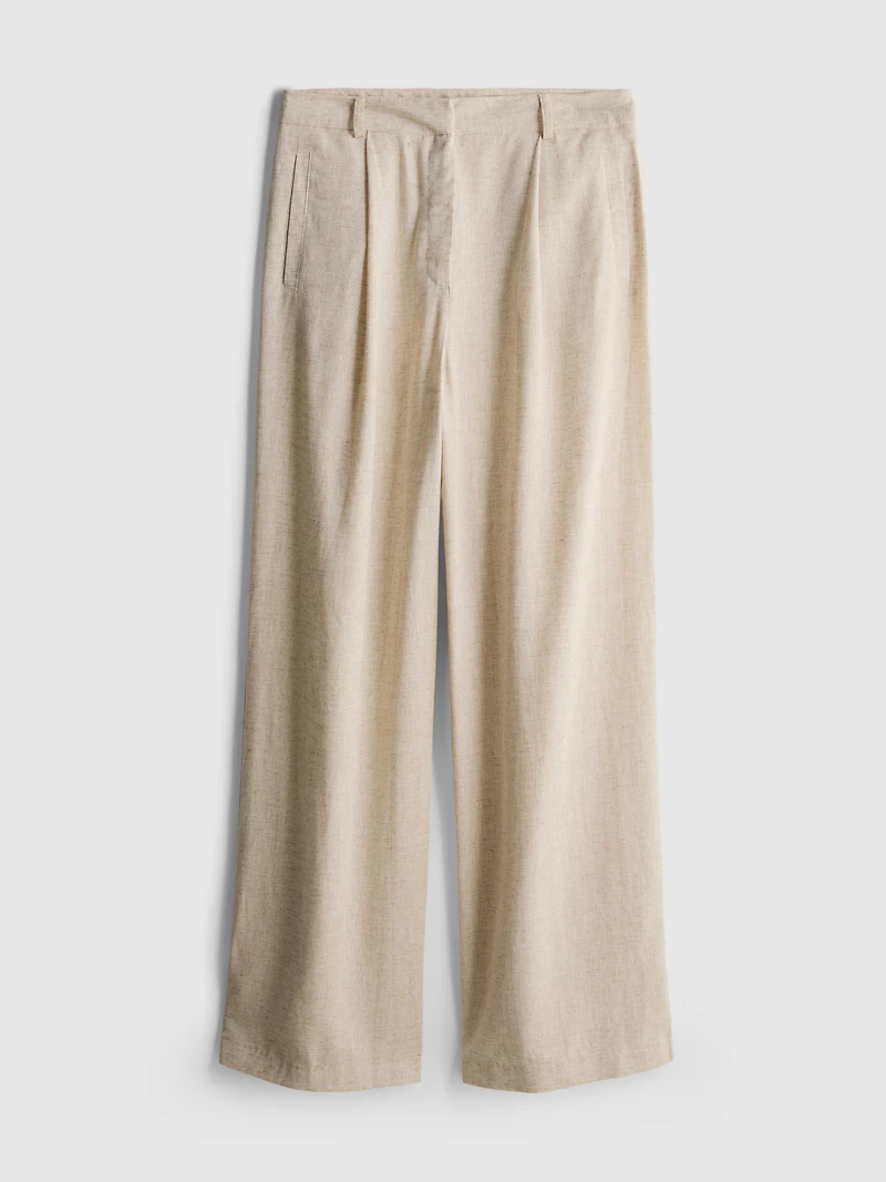 Linen-Blend Wide-Leg Pants