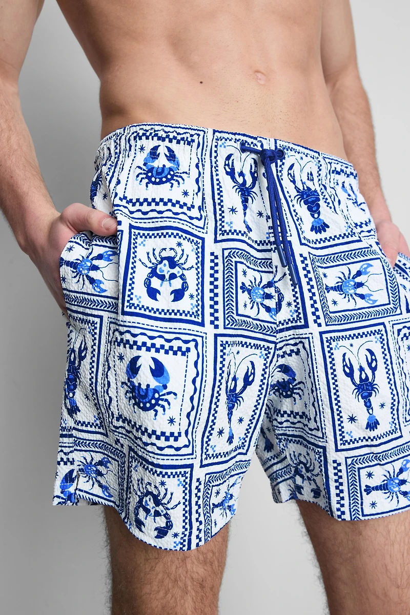 Mediterranean Tile Textured Swimming Shorts