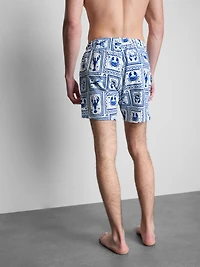 Mediterranean Tile Textured Swimming Shorts