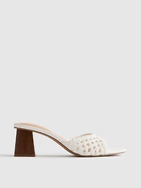 Square Toe Block Heel Mule Sandals