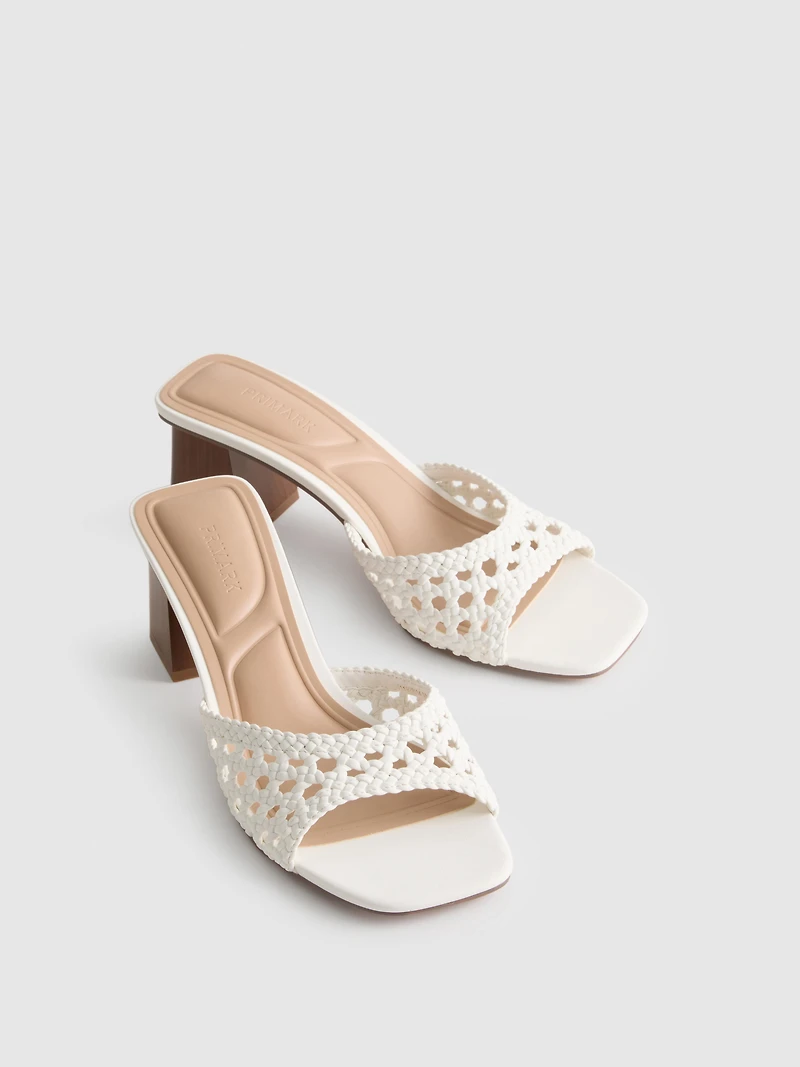 Square Toe Block Heel Mule Sandals