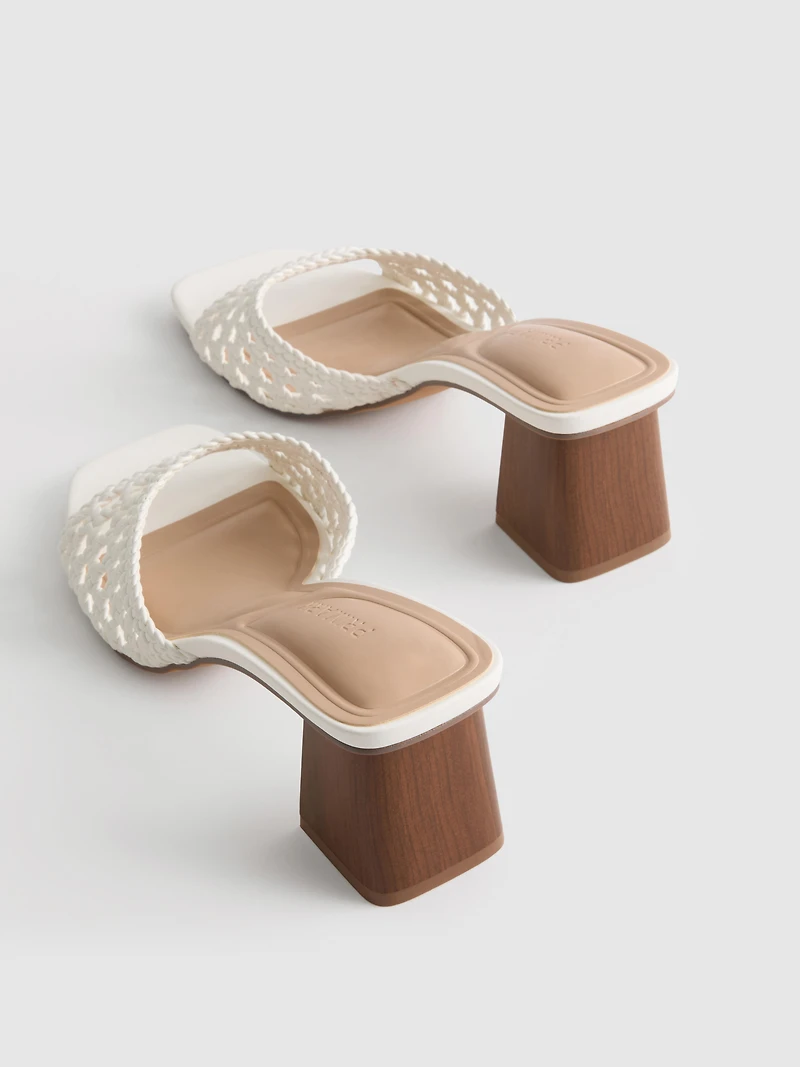 Square Toe Block Heel Mule Sandals