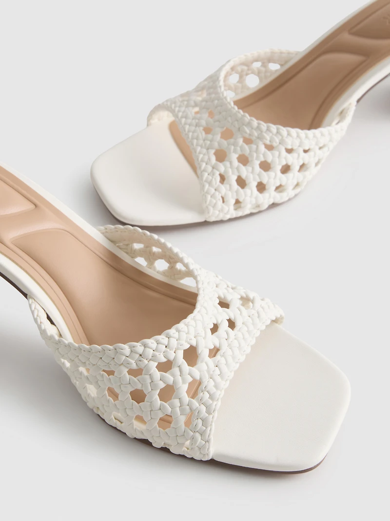 Square Toe Block Heel Mule Sandals