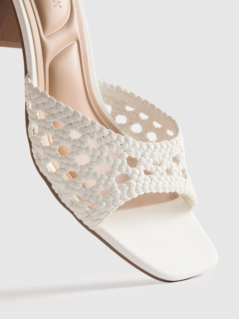 Square Toe Block Heel Mule Sandals