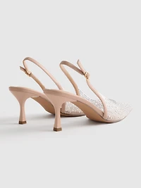 Diamanté Faux Pearl Slingback Heels