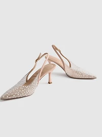 Diamanté Faux Pearl Slingback Heels