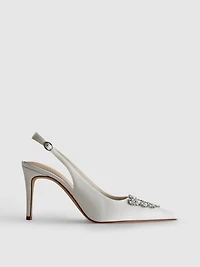 Diamanté Satin Pointed Heels
