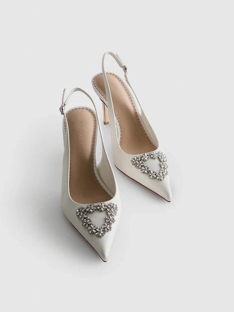 Diamanté Satin Pointed Heels