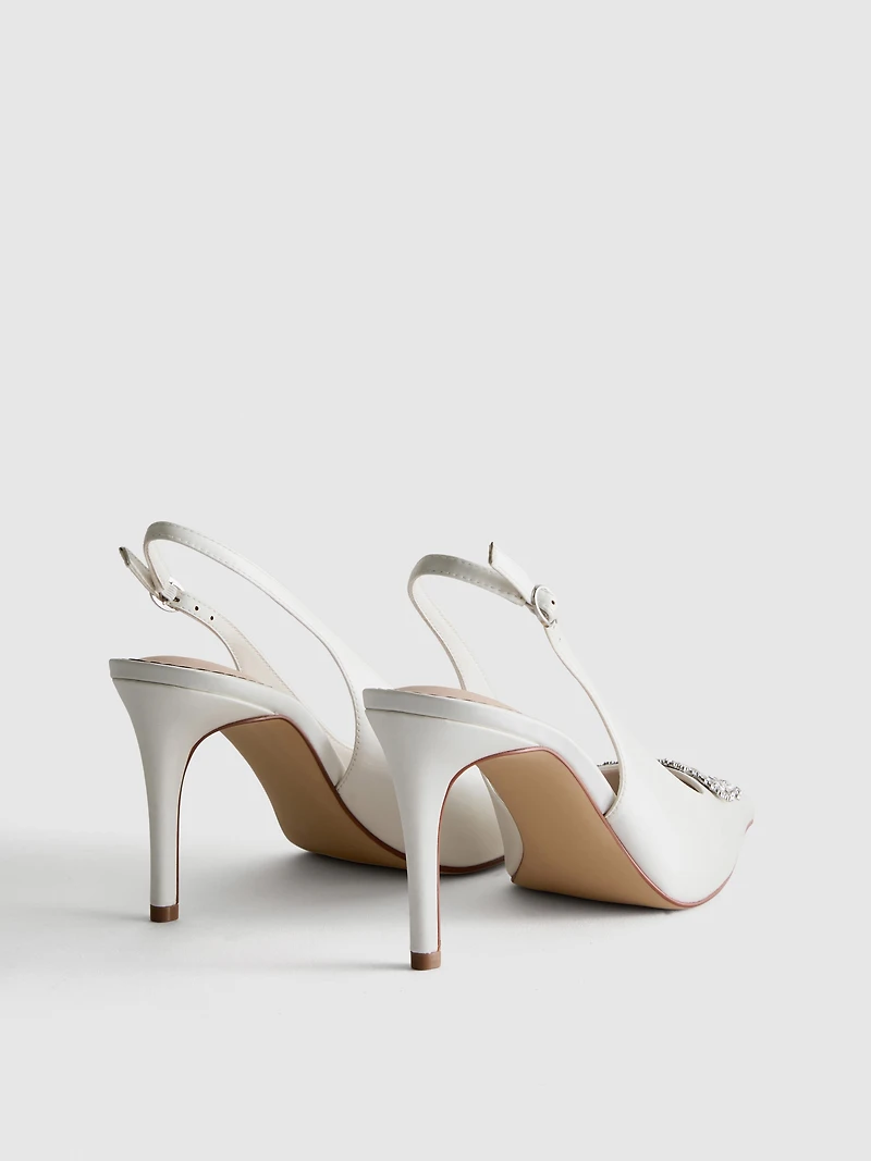 Diamanté Satin Pointed Heels