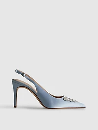 Diamanté Satin Pointed Heels