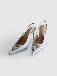 Diamanté Satin Pointed Heels