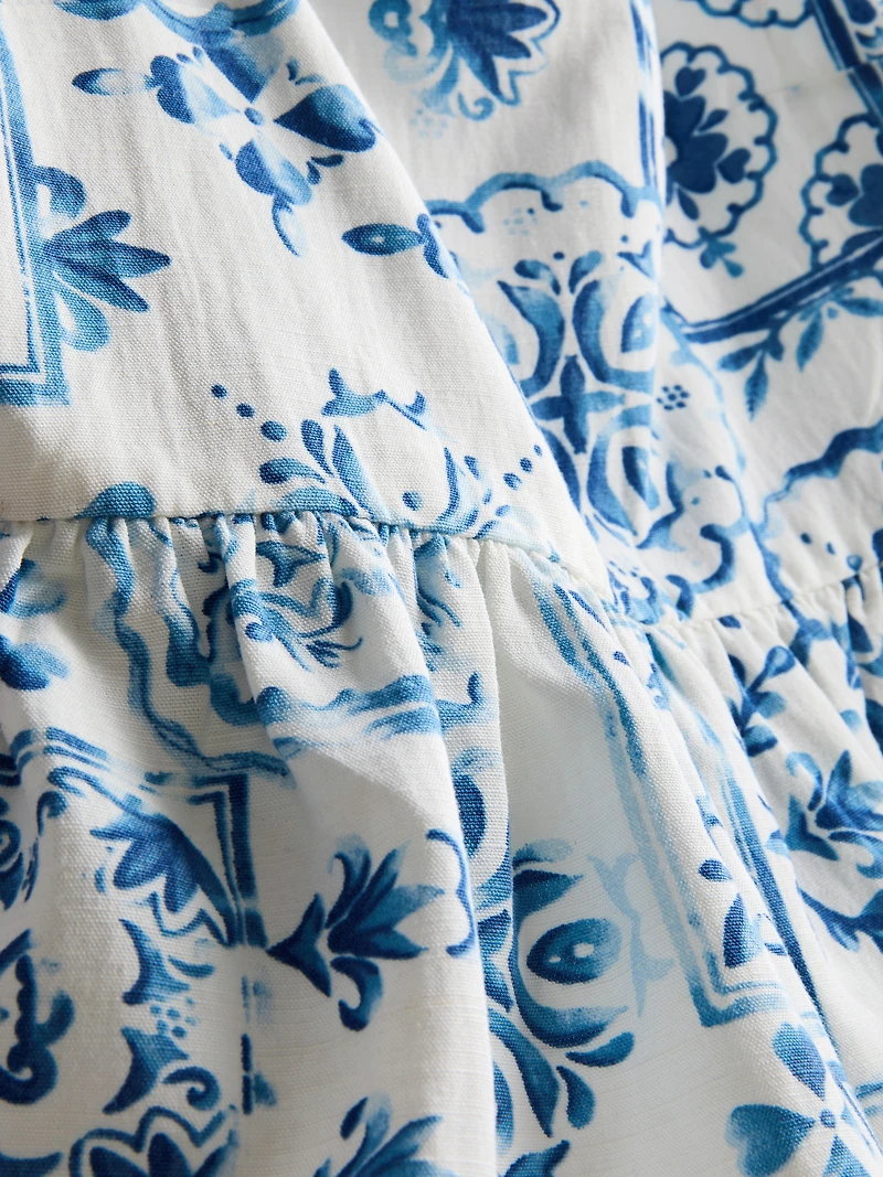 7-15yrs | Mosaic Tile Print Peplum Blouse