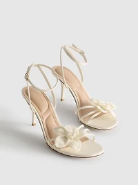Strappy Crochet Flower Heeled Sandals