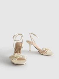 Strappy Crochet Flower Heeled Sandals