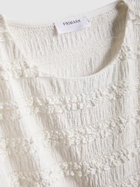 7-15yrs | Lace-Trim Crinkle Cap-Sleeve Blouse