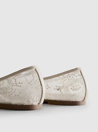 Embroidered Mesh Ballet Flats