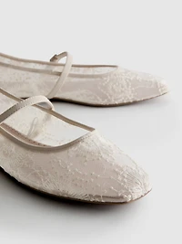 Embroidered Mesh Ballet Flats