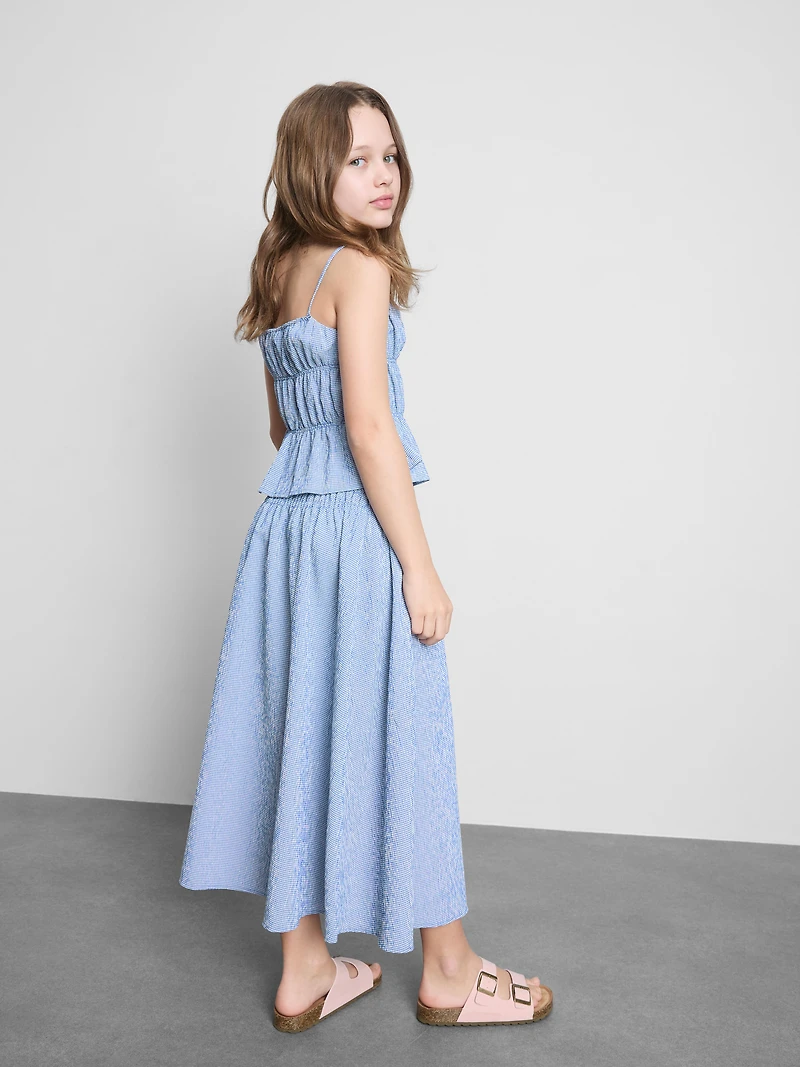 7-15yrs | Gingham Check Midi Skirt