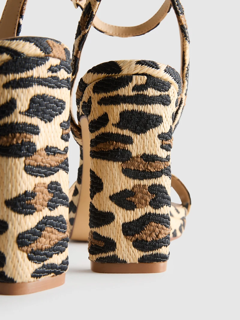Leopard Textured Platform Heels
