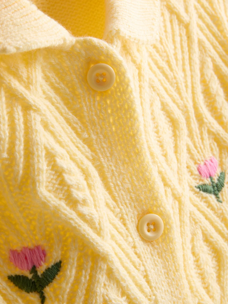 1.5-8yrs | Floral Embroidered Collared Cardigan