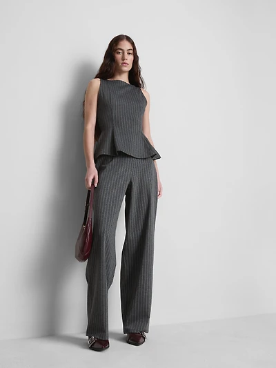 Wide Leg Pinstripe Pants