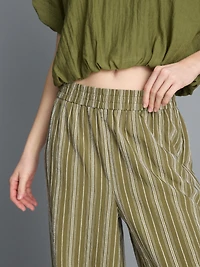 Textured Stripe Wide Leg Pants