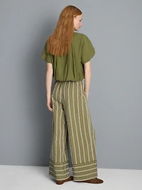 Textured Stripe Wide Leg Pants