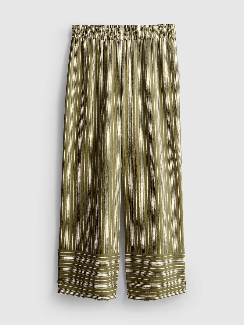 Textured Stripe Wide Leg Pants