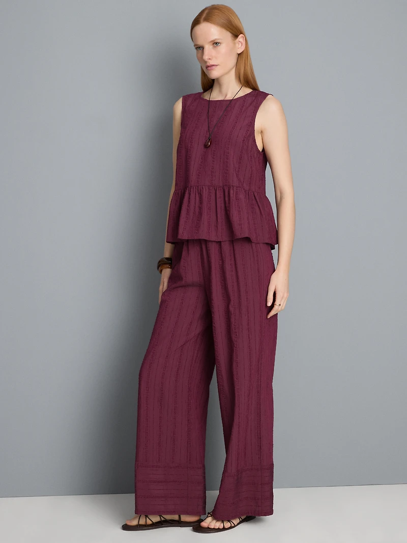 Textured Stripe Wide Leg Pants