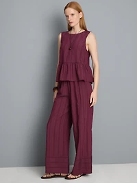 Textured Stripe Wide Leg Pants