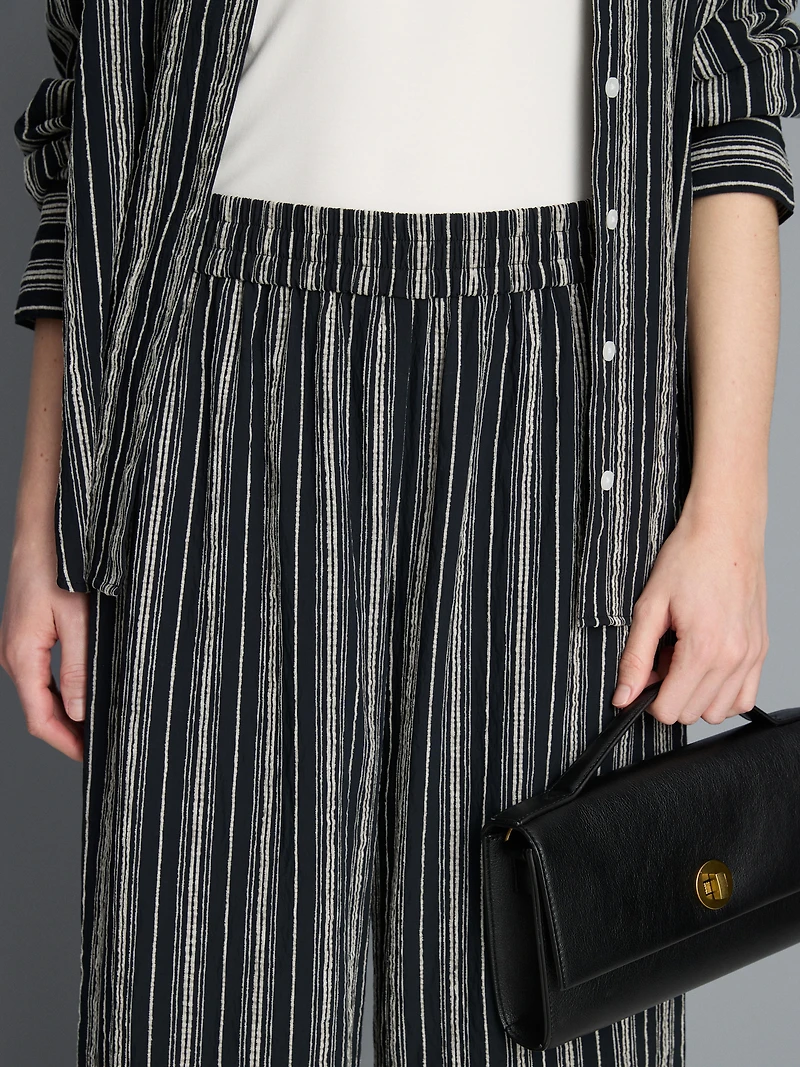 Textured Stripe Wide Leg Pants