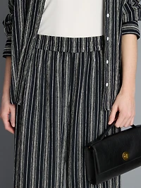 Textured Stripe Wide Leg Pants