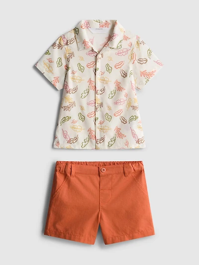 0-36mths | Printed Shirt and Chino Shorts Set