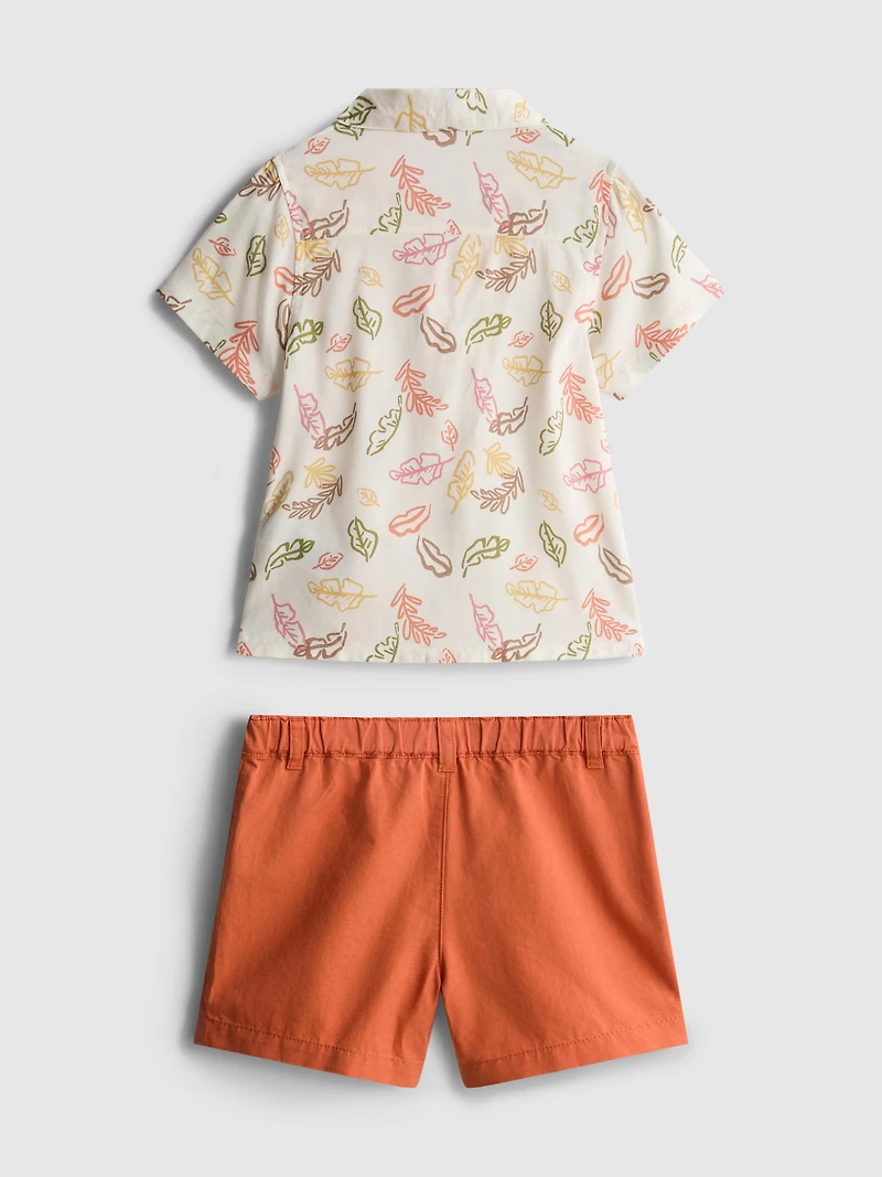 0-36mths | Printed Shirt and Chino Shorts Set