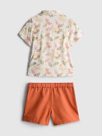 0-36mths | Printed Shirt and Chino Shorts Set