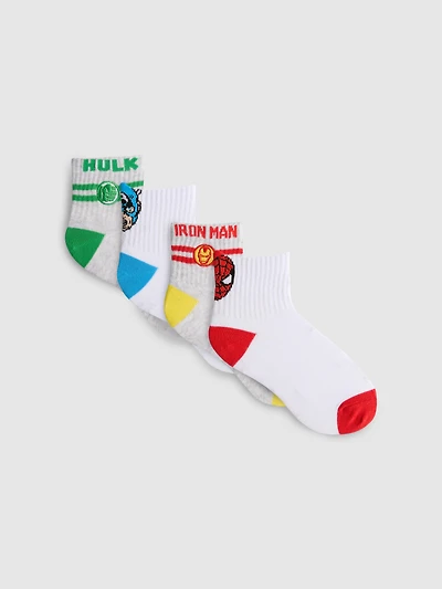4pk MARVEL Character Quarter Socks