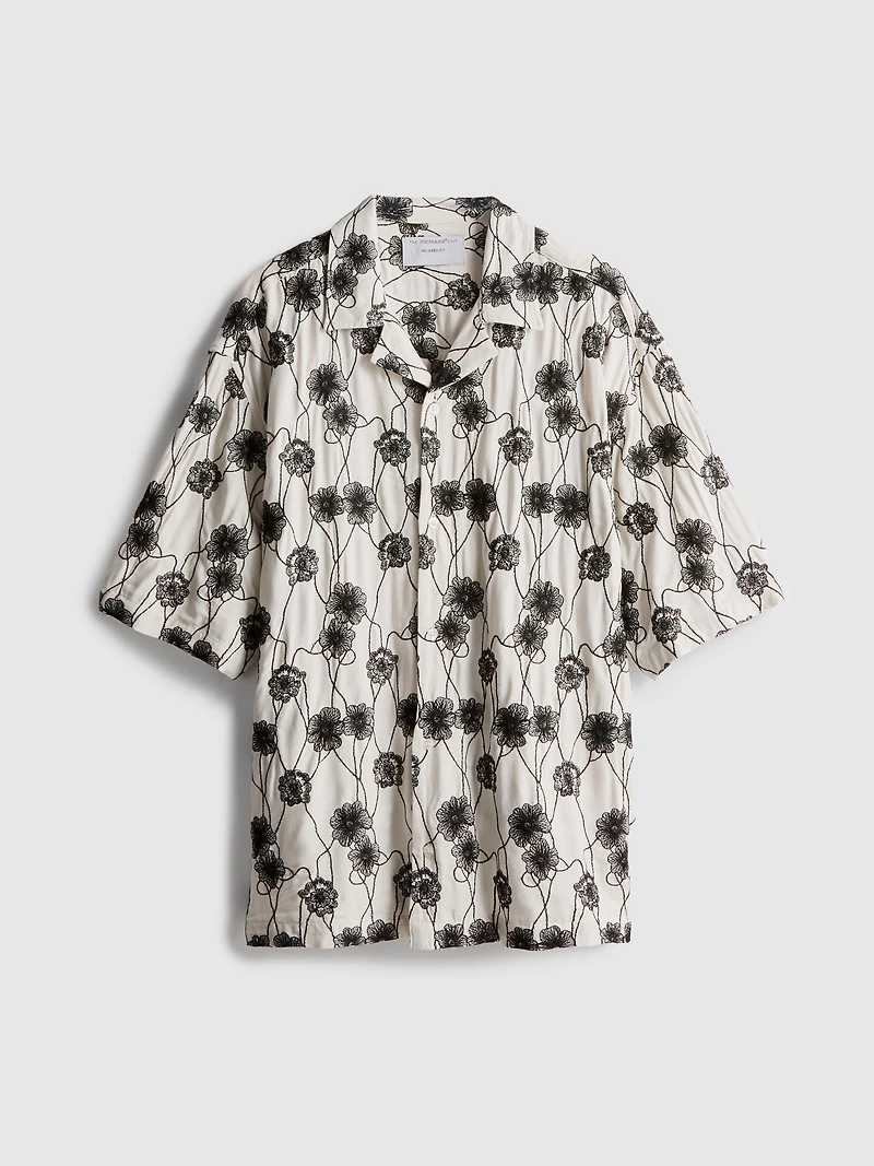 The Edit Short-Sleeved Embroidered Shirt