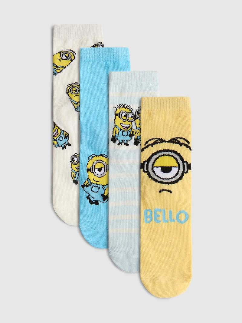 4pk Despicable Me Minions Ankle Socks