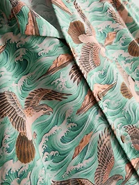 Bird-Print Short-Sleeve Button-Down Shirt