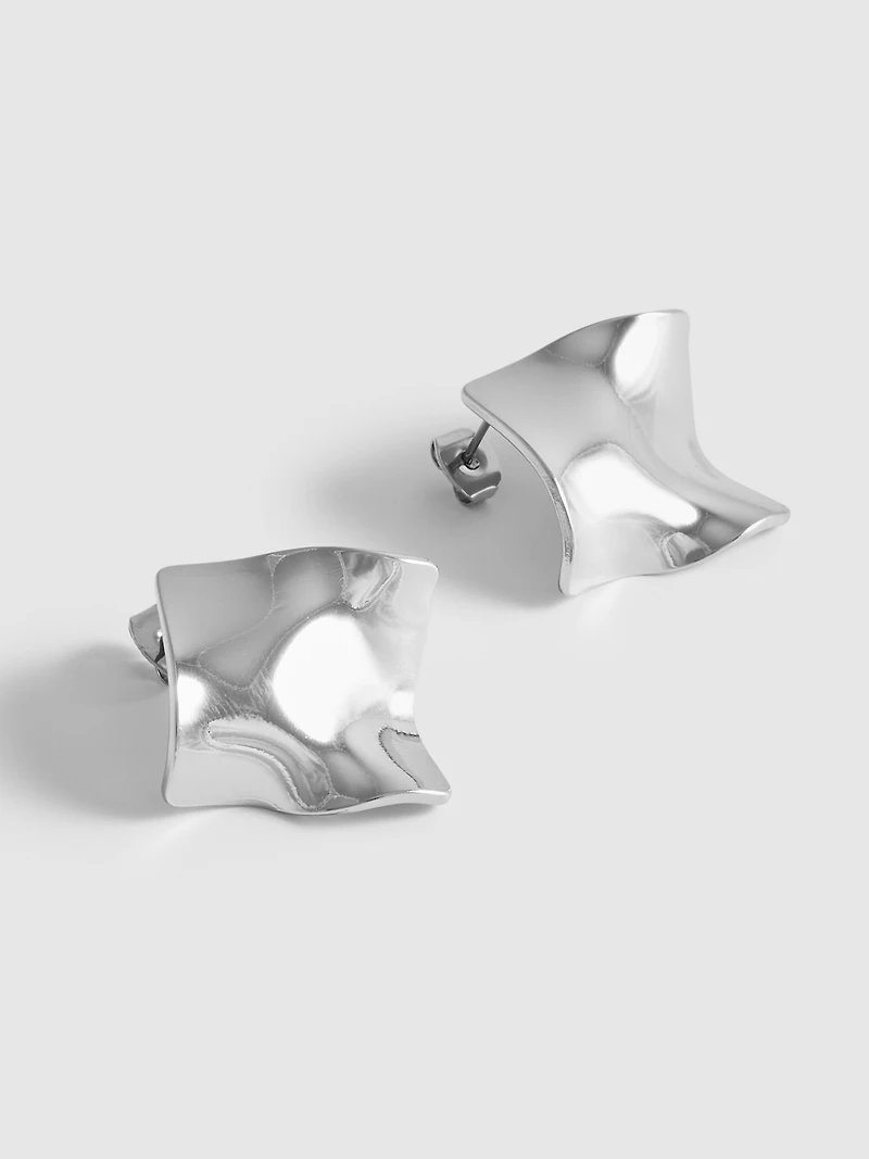 Molten Metal Square Stud Earrings