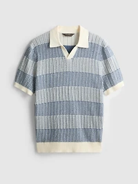 Textured Stripe Knitted Polo Shirt