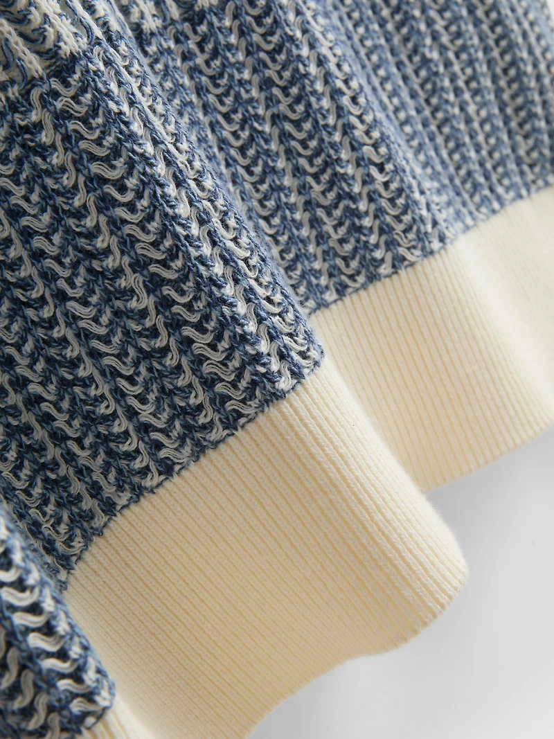 Textured Stripe Knitted Polo Shirt