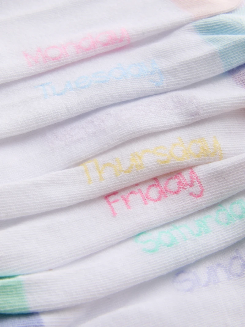7pk Cotton Rich Days of the Week Sneaker Socks