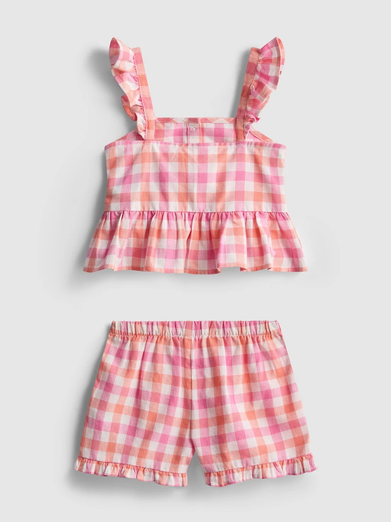 0-36mths | Gingham Check Peplum Top and Shorts Set