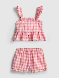 0-36mths | Gingham Check Peplum Top and Shorts Set