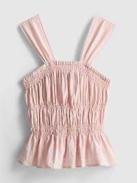 Shirred Peplum-Hem Tank Top